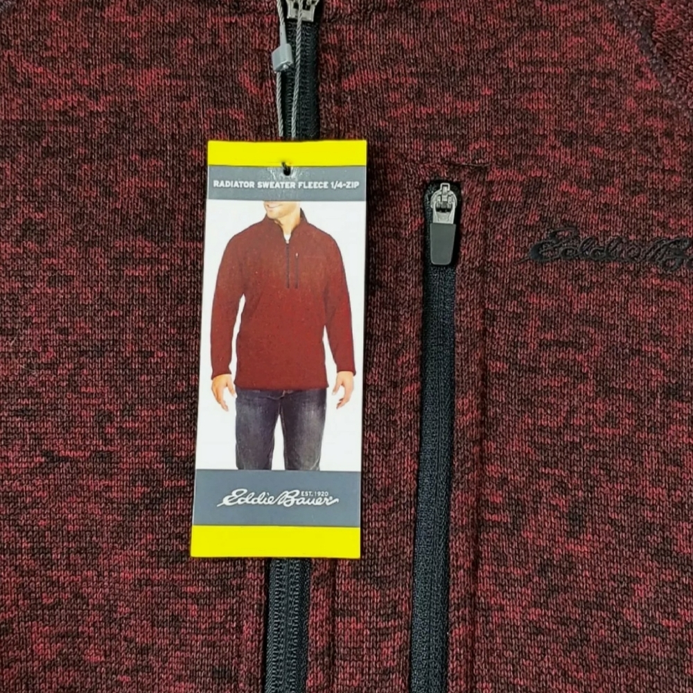 NWT Eddie Bauer Radiator Men Plum 1/4 Zip Pullover - Picture 5 of 8